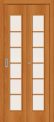 Межкомнатная складная дверь 2С Л-12 (МиланОрех) остекление сатинато