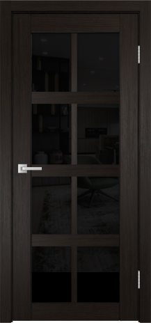Изображение Межкомнатная дверь К-8 тон венге остекление лакобель черное