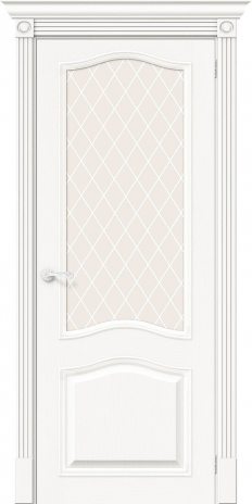 Изображение Межкомнатная дверь Вуд Классик-55 Whitey стекло White Crystal
