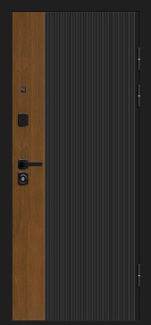 Изображение Входная дверь Optim Z-2 Вертикаль Муар черный-Грецкий Орех/Белый